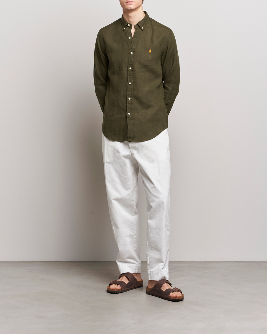 Mies | Kauluspaidat | Polo Ralph Lauren | Slim Fit Linen Button Down Shirt Armadillo