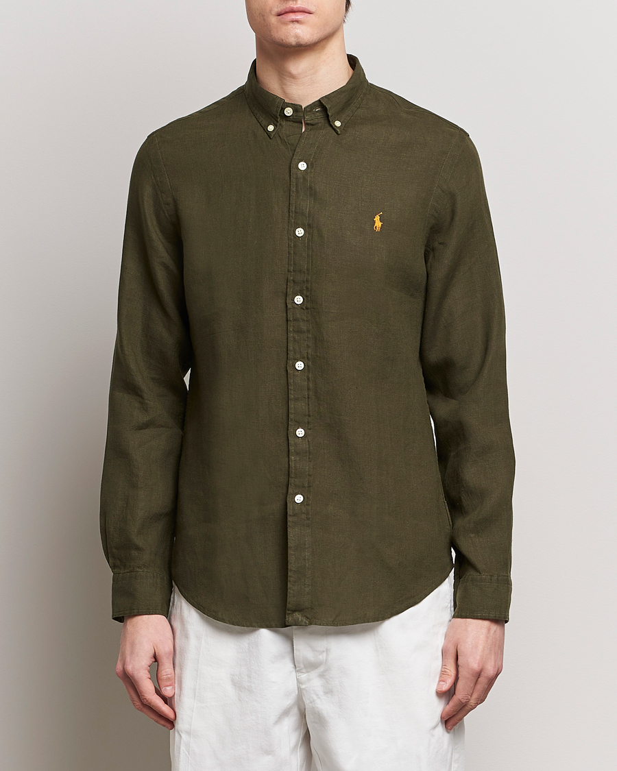 Mies |  | Polo Ralph Lauren | Slim Fit Linen Button Down Shirt Armadillo