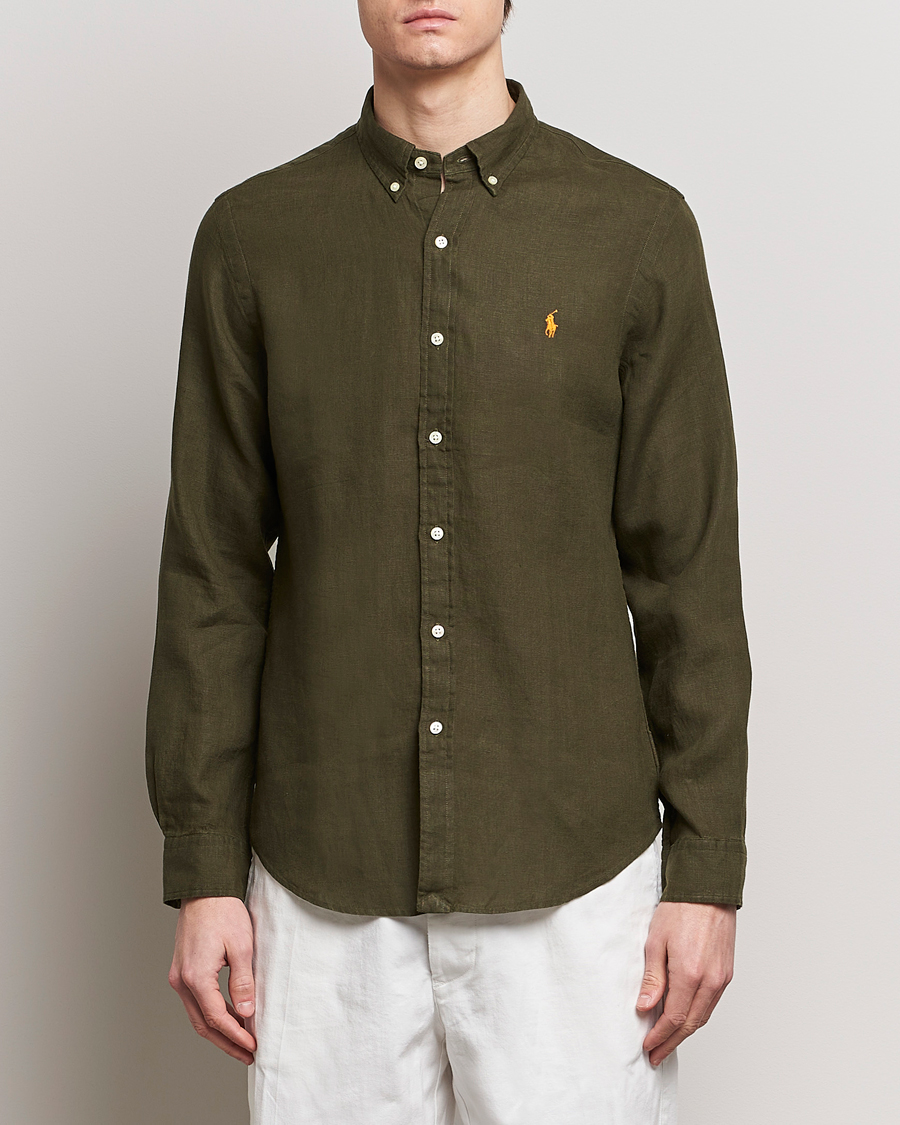 Mies | Kauluspaidat | Polo Ralph Lauren | Slim Fit Linen Button Down Shirt Armadillo