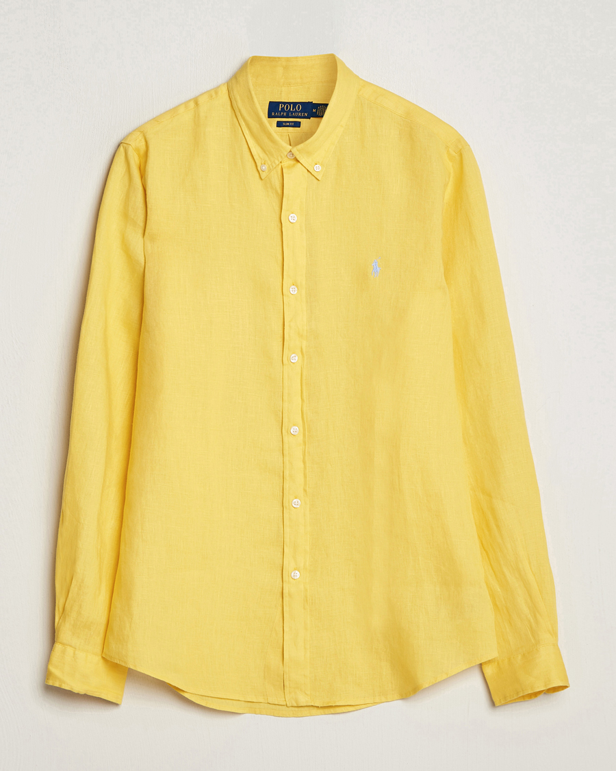Mies | Kauluspaidat | Polo Ralph Lauren | Slim Fit Linen Button Down Shirt Sunfish Yellow