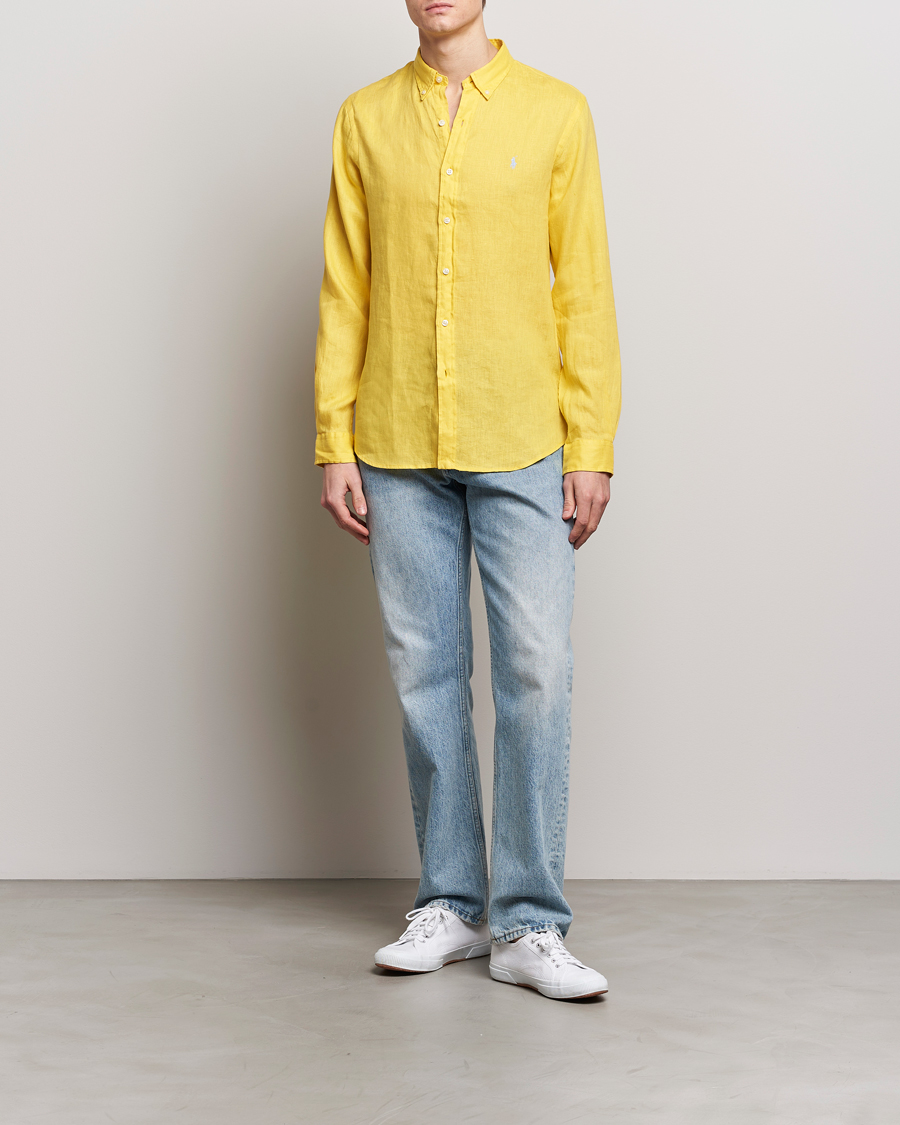 Mies | Kauluspaidat | Polo Ralph Lauren | Slim Fit Linen Button Down Shirt Sunfish Yellow