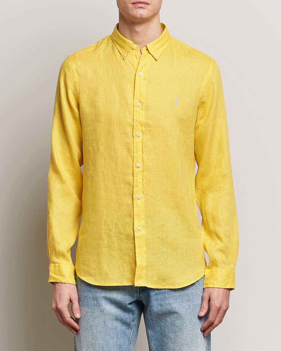 Mies | Pellavapaidat | Polo Ralph Lauren | Slim Fit Linen Button Down Shirt Sunfish Yellow