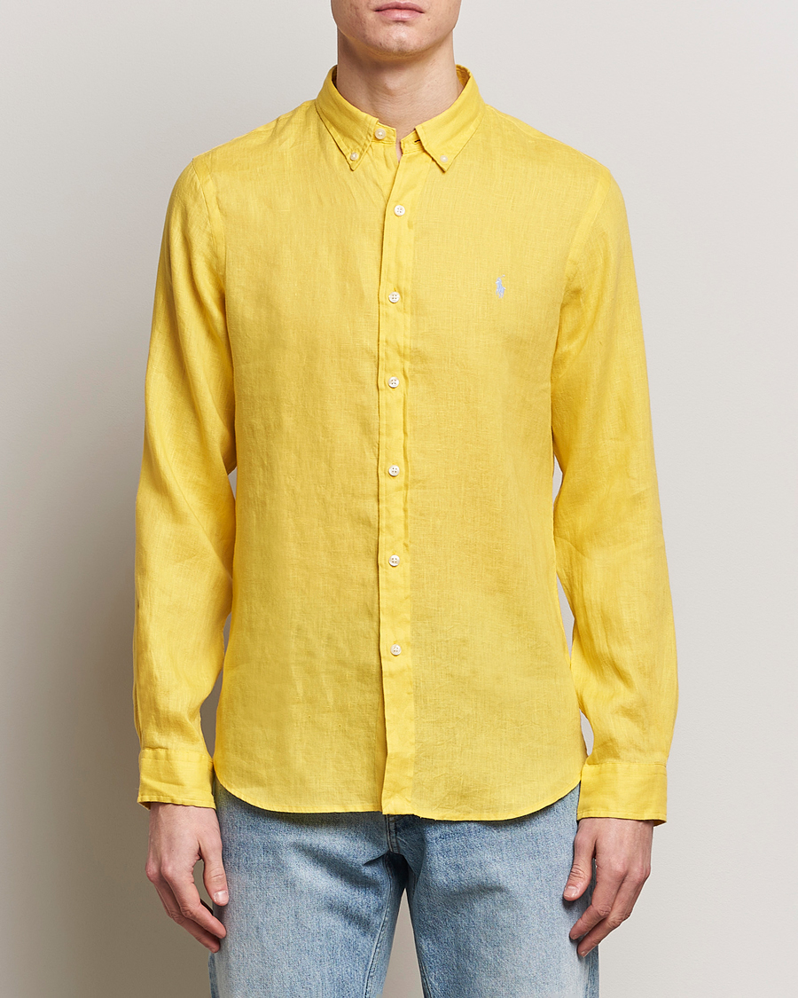 Mies | Kauluspaidat | Polo Ralph Lauren | Slim Fit Linen Button Down Shirt Sunfish Yellow