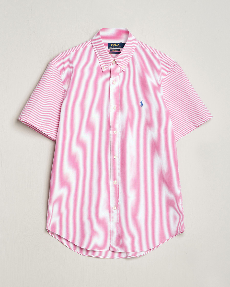 Mies | Kauluspaidat | Polo Ralph Lauren | Seersucker Short Sleeve Striped Shirt Rose/White