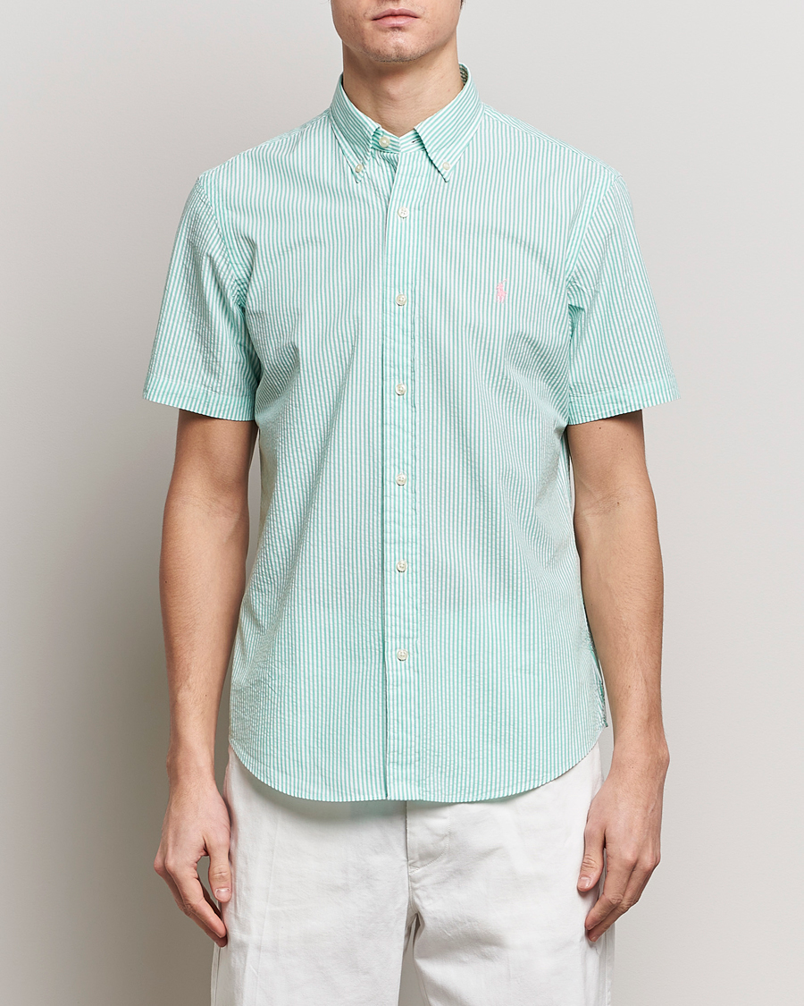 Mies | Lyhythihaiset kauluspaidat | Polo Ralph Lauren | Seersucker Short Sleeve Striped Shirt Green/White