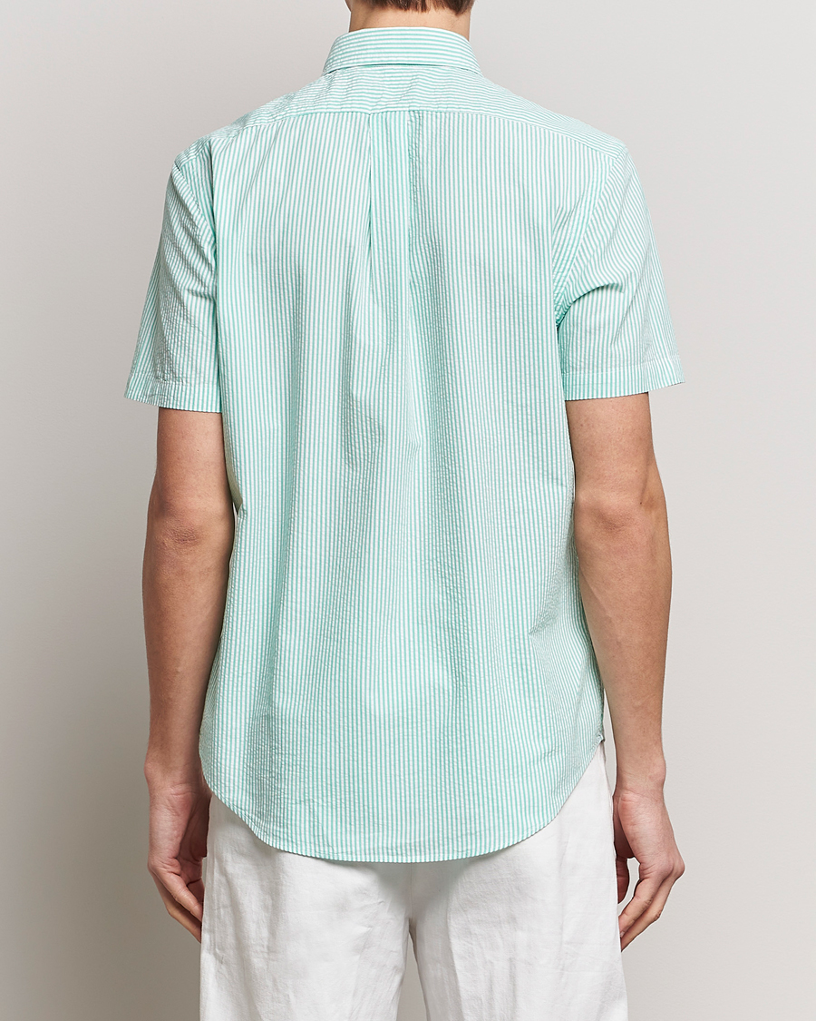 Mies | Kauluspaidat | Polo Ralph Lauren | Seersucker Short Sleeve Striped Shirt Green/White