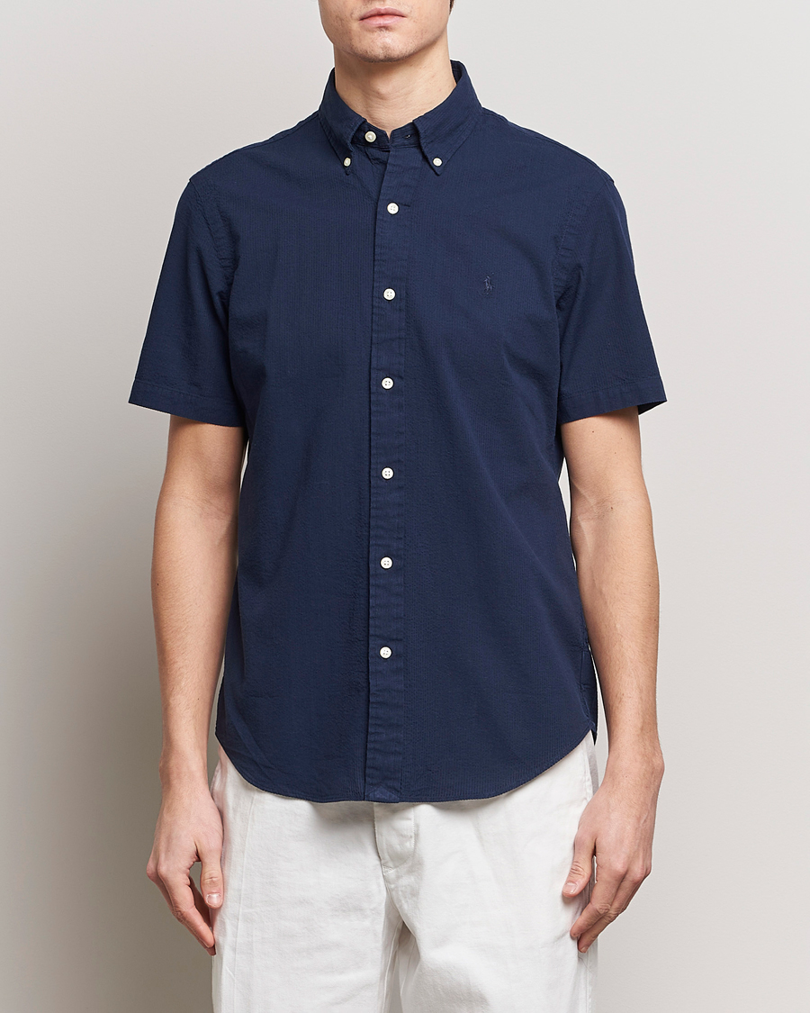 Herre |  | Polo Ralph Lauren | Seersucker Short Sleeve Shirt Astoria Navy