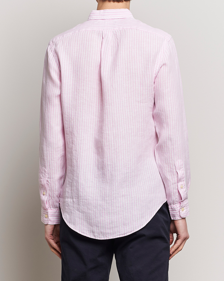 Mies | Kauluspaidat | Polo Ralph Lauren | Slim Fit Striped Button Down Linen Shirt Pink/White