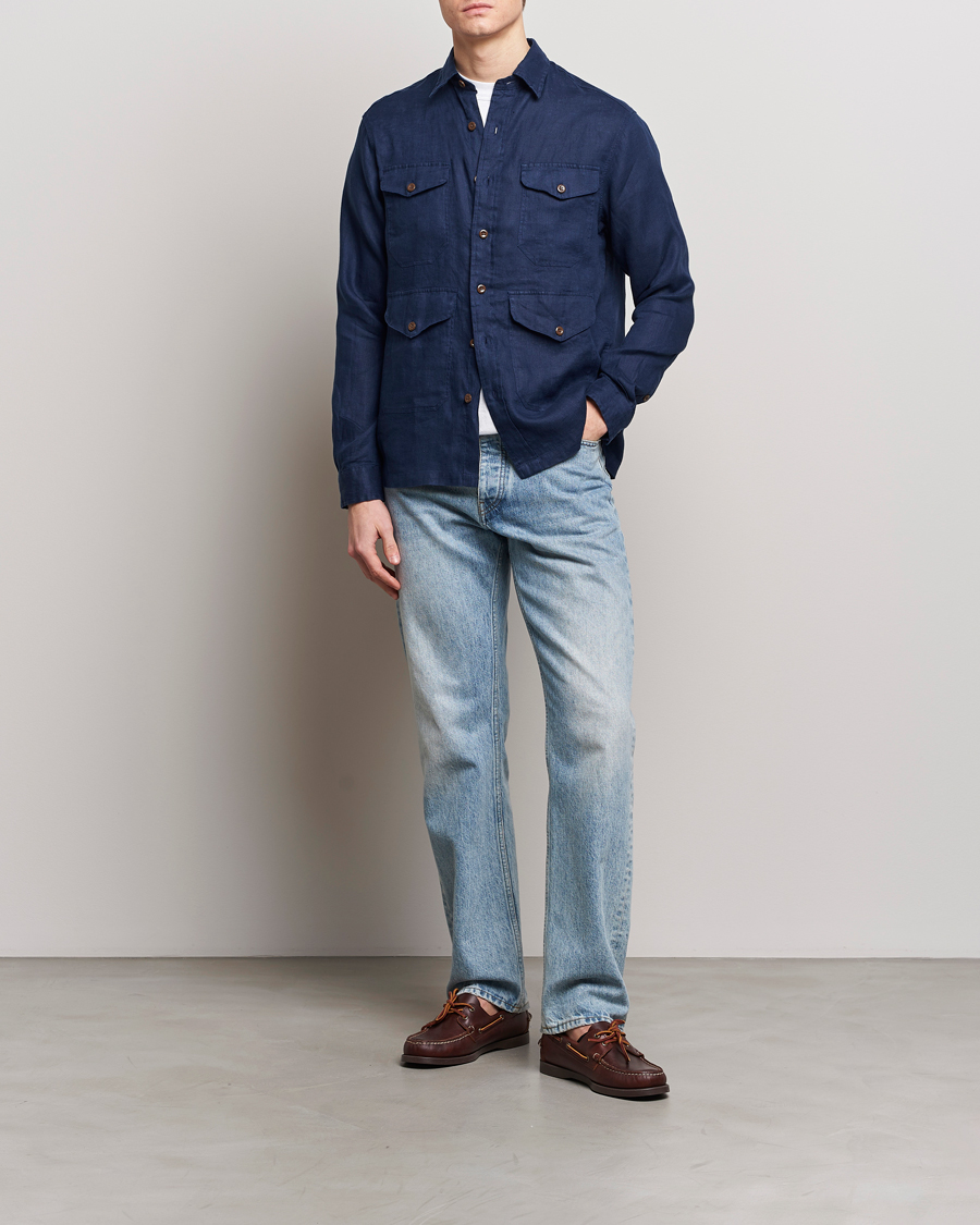 Mies | Kauluspaidat | Polo Ralph Lauren | Linen Overshirt Newport Navy