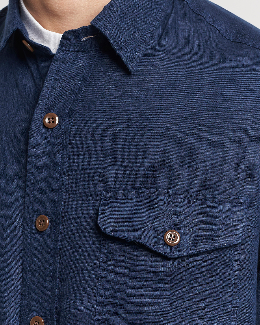 Mies | Kauluspaidat | Polo Ralph Lauren | Linen Overshirt Newport Navy