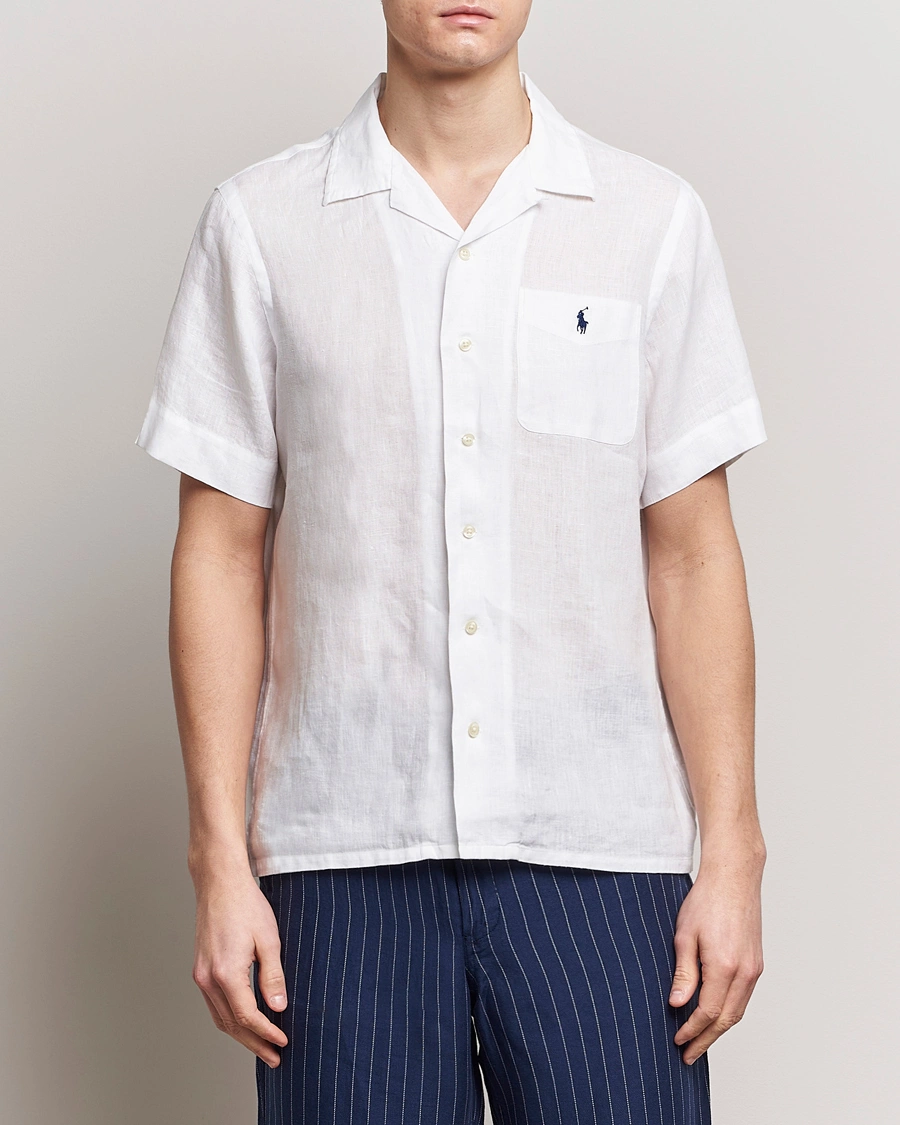 Mies | Kauluspaidat | Polo Ralph Lauren | Linen Pocket Short Sleeve Shirt White