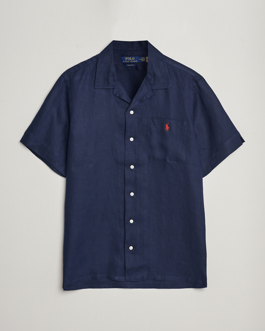 Mies | Kauluspaidat | Polo Ralph Lauren | Linen Pocket Short Sleeve Shirt Newport Navy