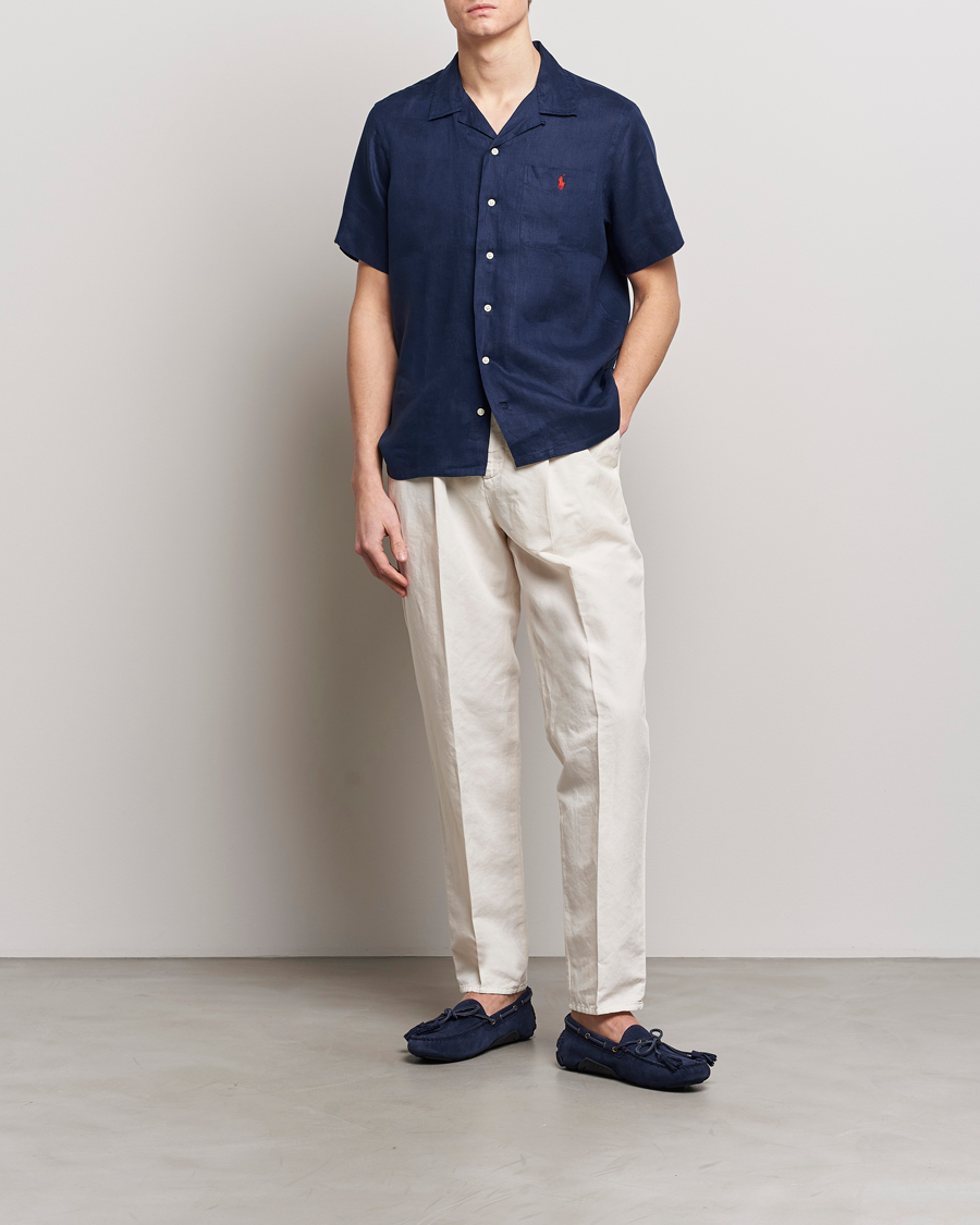 Mies | Kauluspaidat | Polo Ralph Lauren | Linen Pocket Short Sleeve Shirt Newport Navy