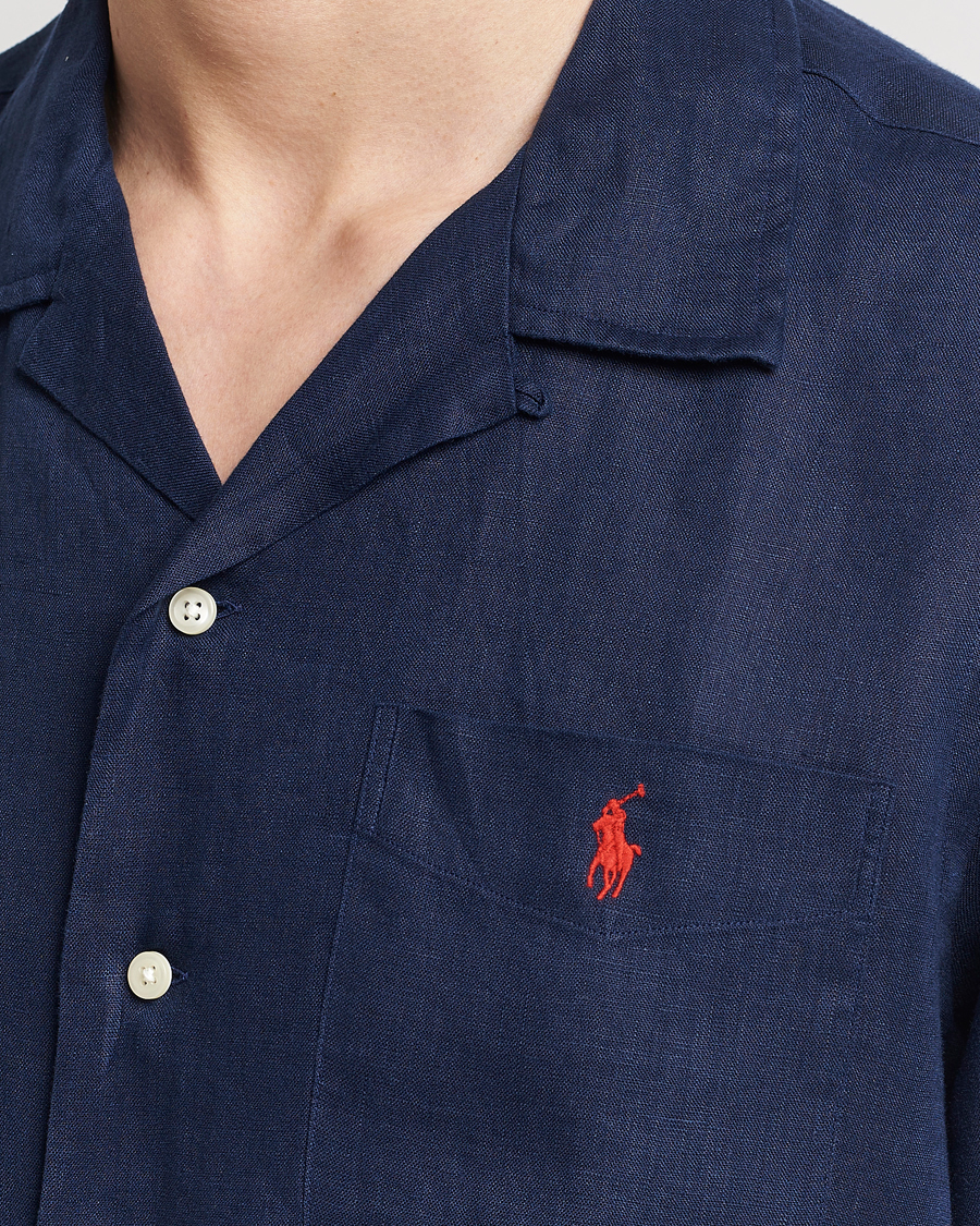 Mies | Kauluspaidat | Polo Ralph Lauren | Linen Pocket Short Sleeve Shirt Newport Navy