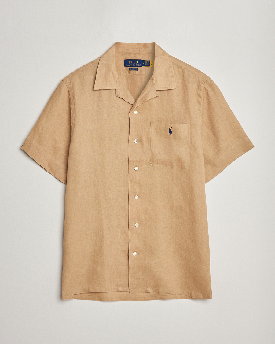 Mies | Kauluspaidat | Polo Ralph Lauren | Linen Pocket Short Sleeve Shirt Vintage Khaki