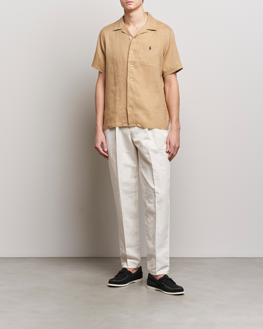 Mies | Kauluspaidat | Polo Ralph Lauren | Linen Pocket Short Sleeve Shirt Vintage Khaki
