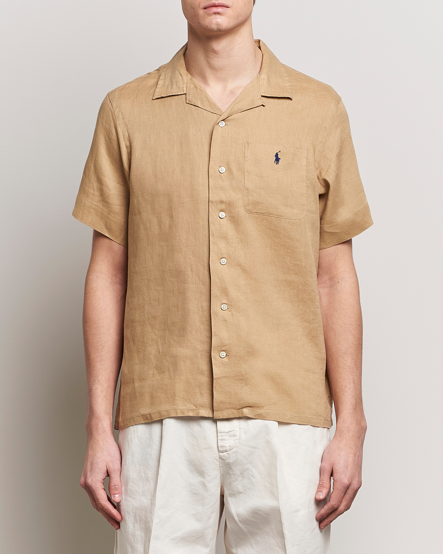 Herre |  | Polo Ralph Lauren | Linen Pocket Short Sleeve Shirt Vintage Khaki