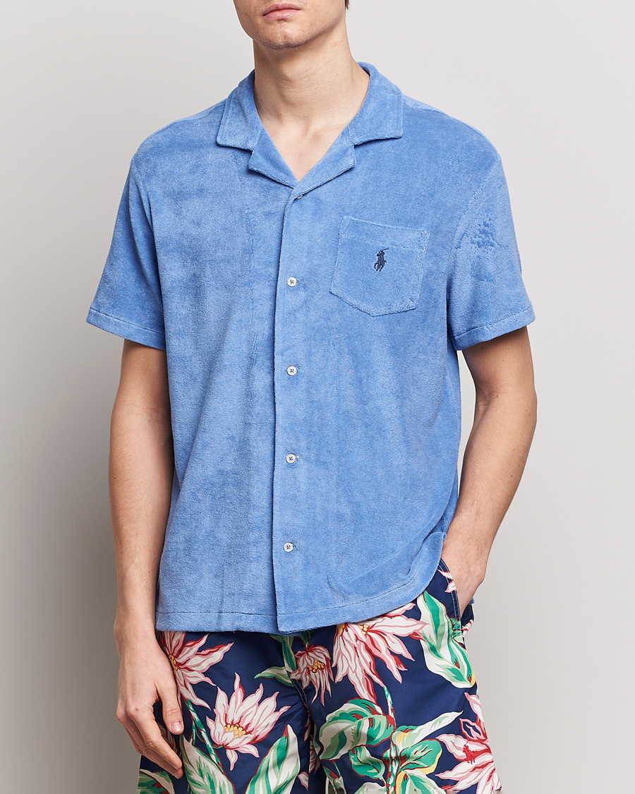 Herr | Kortärmade skjortor | Polo Ralph Lauren | Cotton Terry Short Sleeve Shirt Harbor Island Blue