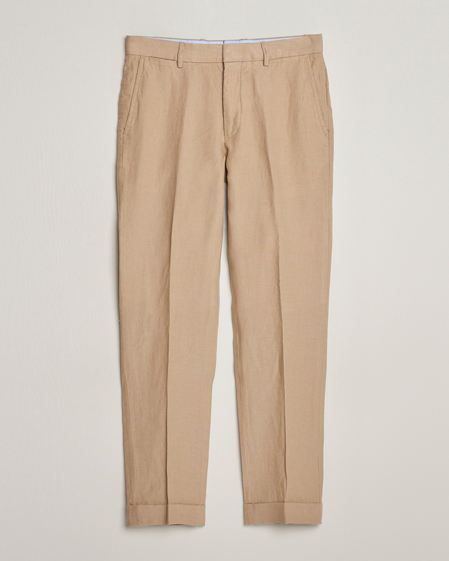 Mies | Housut | Polo Ralph Lauren | Linen Pleated Trousers Coastal Beige