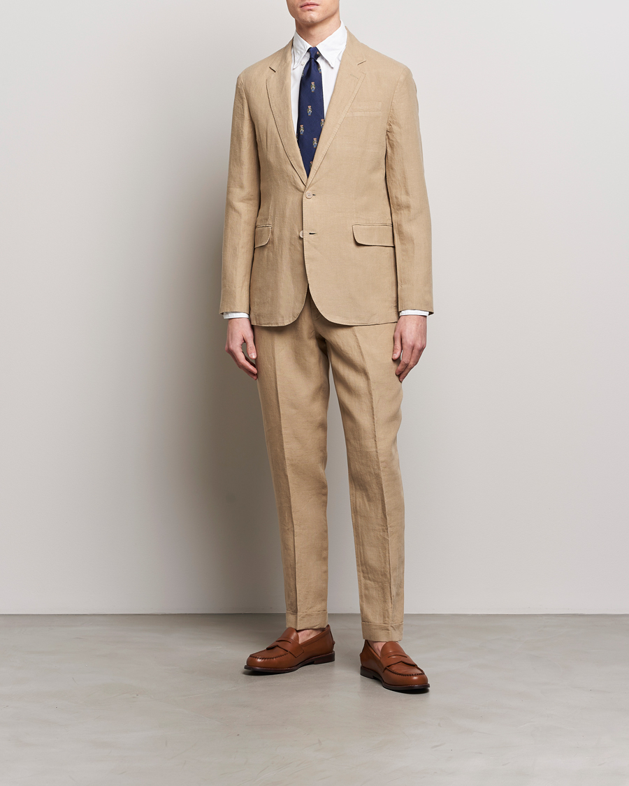 Mies | Housut | Polo Ralph Lauren | Linen Pleated Trousers Coastal Beige
