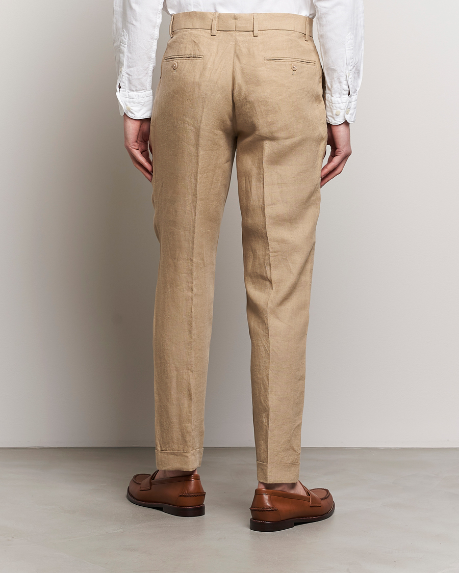 Mies | Housut | Polo Ralph Lauren | Linen Pleated Trousers Coastal Beige