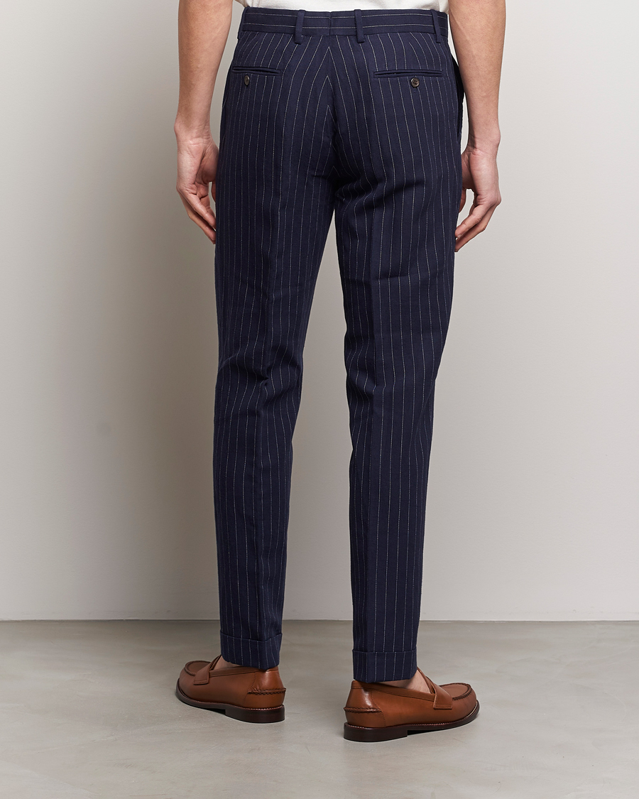 Mies | Housut | Polo Ralph Lauren | Linen Pinstripe Trousers Navy/Cream