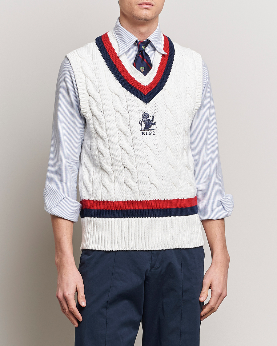 Mies | Puserot | Polo Ralph Lauren | Cotton Knitted Cricket Vest Deckwash White