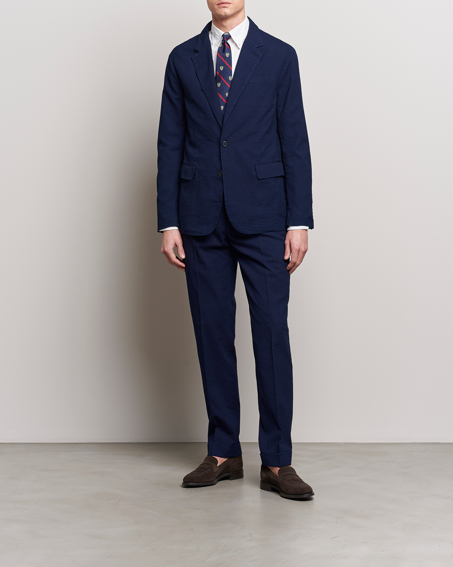 Mies | Housut | Polo Ralph Lauren | Pleated Seersucker Trousers Indigo