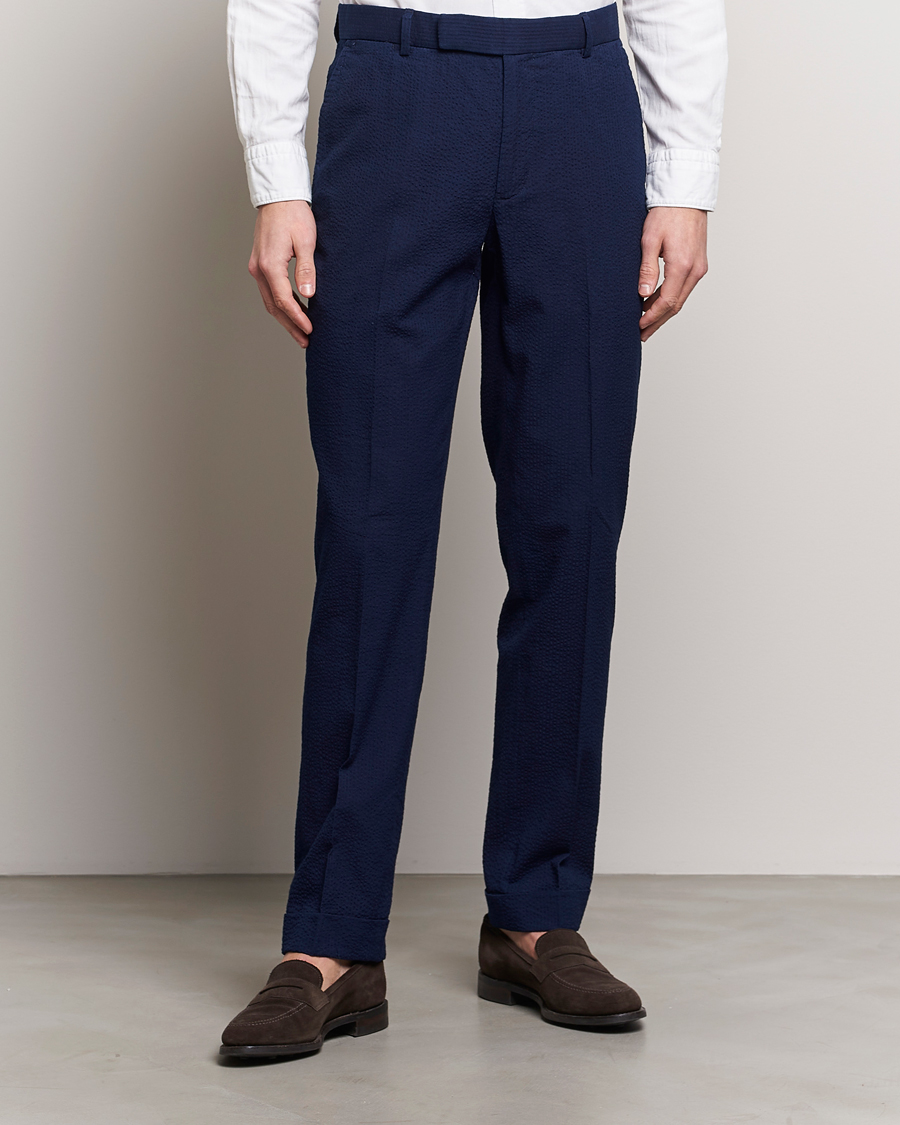 Mies | Housut | Polo Ralph Lauren | Pleated Seersucker Trousers Indigo