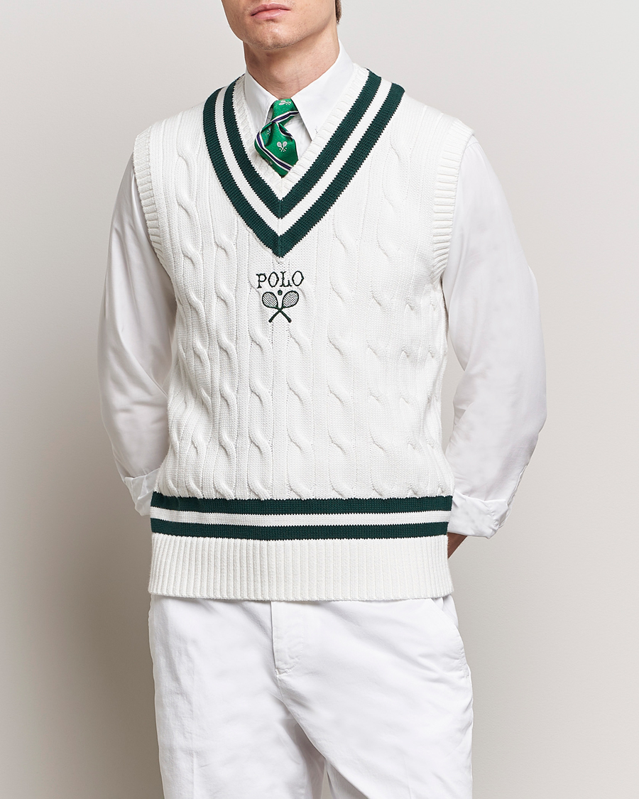 Mies | Neuleliivit | Polo Ralph Lauren | Wimbledon Cricket Vest White/Moss Agate