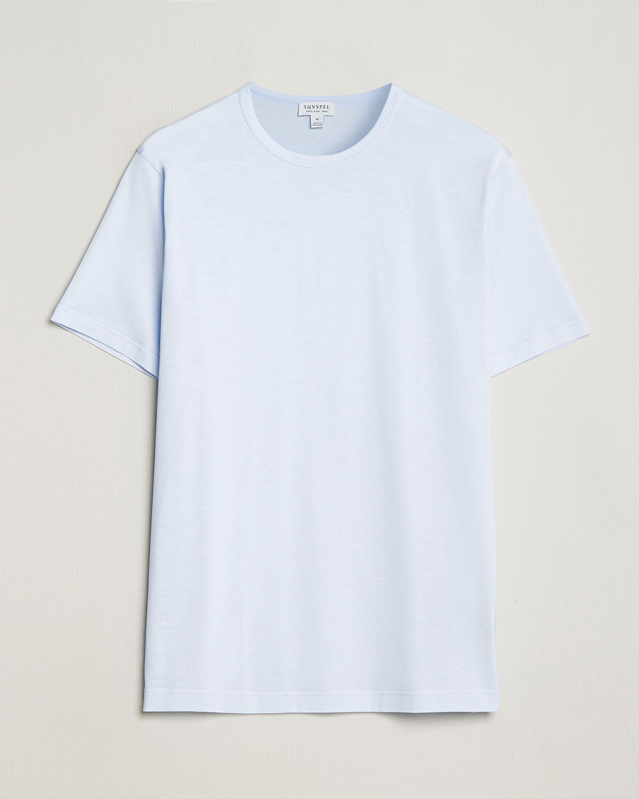 Mies | T-paidat | Sunspel | Crew Neck Cotton Tee Light Blue
