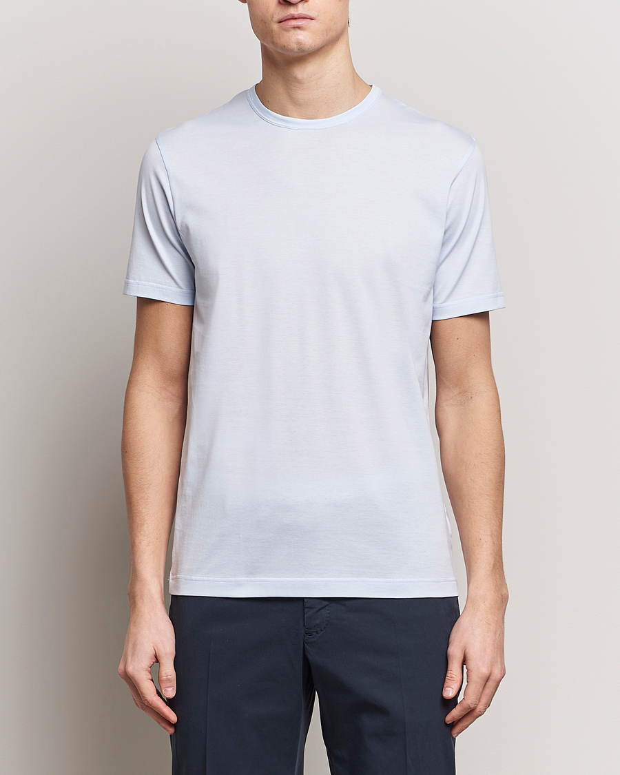 Mies | T-paidat | Sunspel | Crew Neck Cotton Tee Light Blue