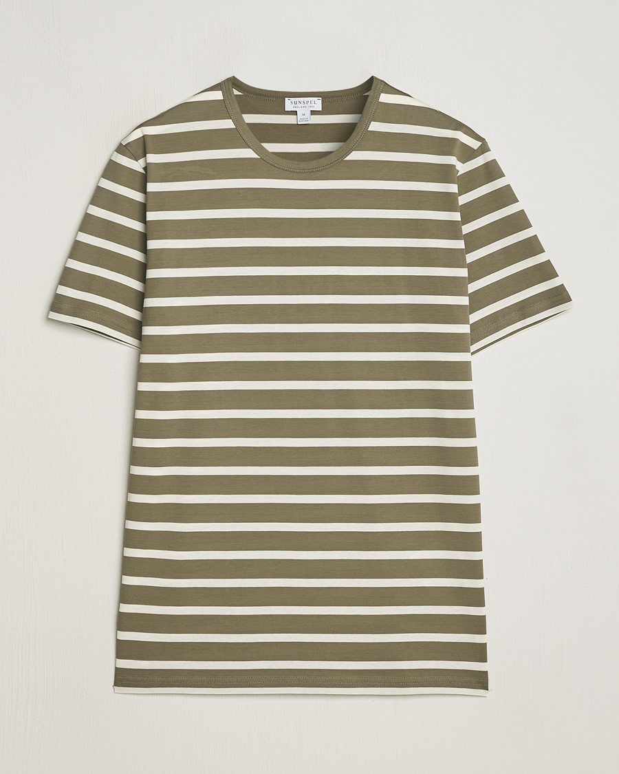 Mies | T-paidat | Sunspel | Striped Crew Neck Cotton Tee Khaki