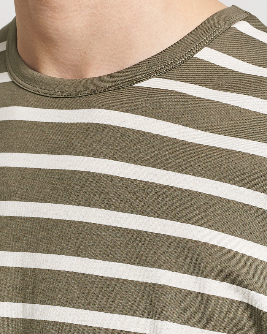 Mies | T-paidat | Sunspel | Striped Crew Neck Cotton Tee Khaki