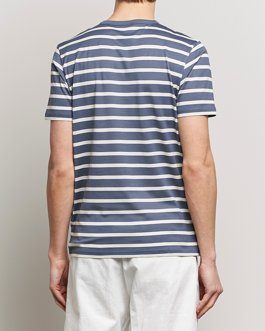 Mies | T-paidat | Sunspel | Striped Crew Neck Cotton Tee Slate Blue