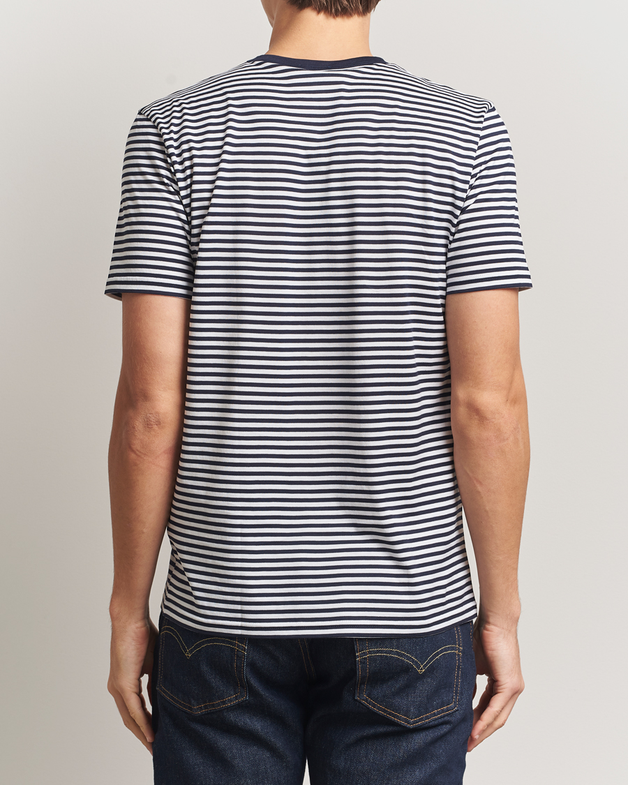 Mies | T-paidat | Sunspel | Striped Crew Neck Q82 Cotton T-Shirt White/Navy
