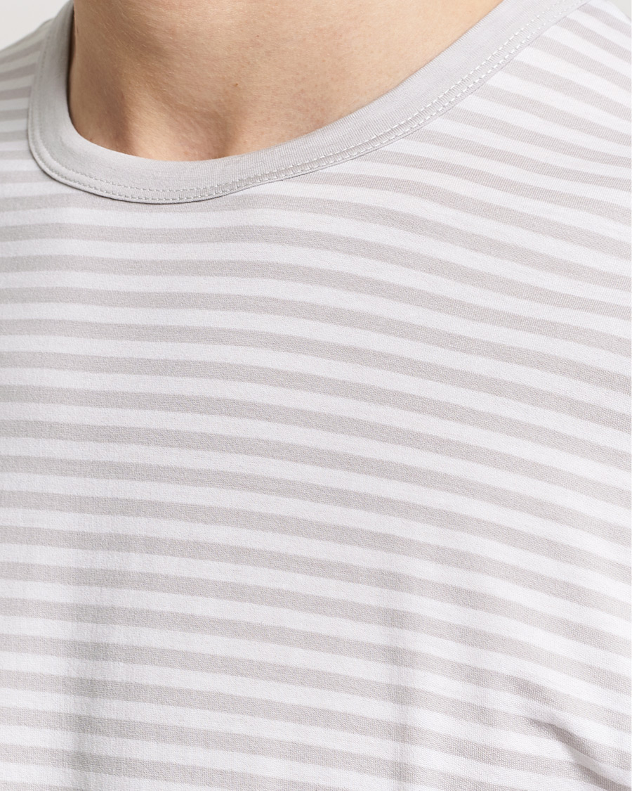 Mies | T-paidat | Sunspel | Striped Crew Neck Cotton Tee Smoke/White