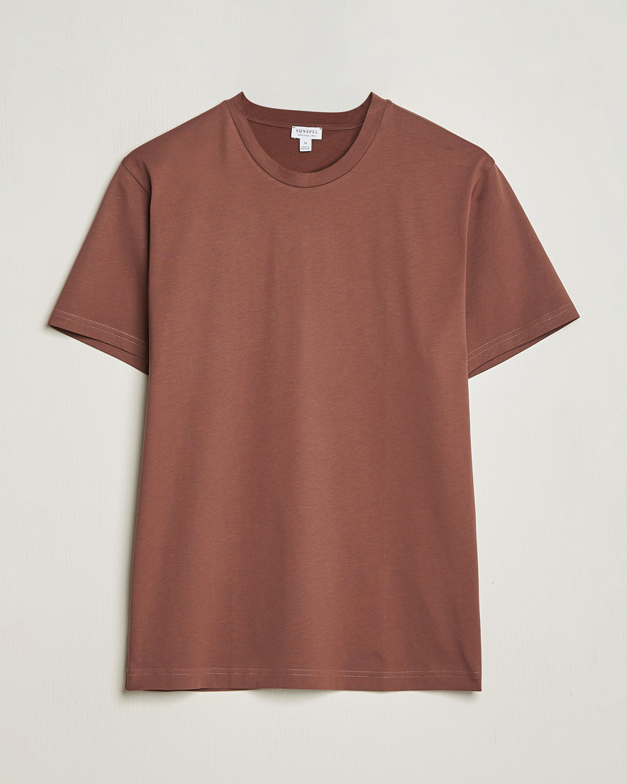 Mies | T-paidat | Sunspel | Riviera Midweight Tee Brown
