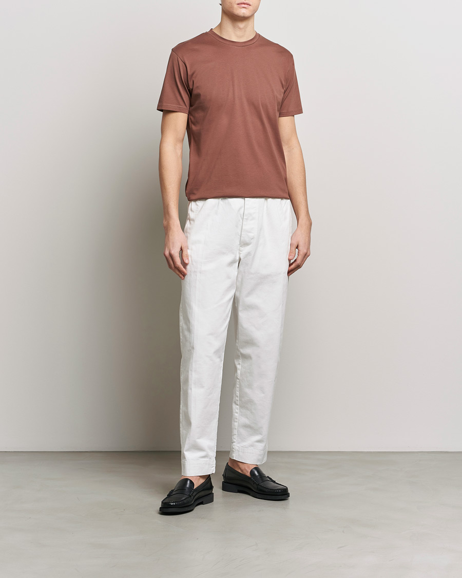 Mies | T-paidat | Sunspel | Riviera Midweight Tee Brown