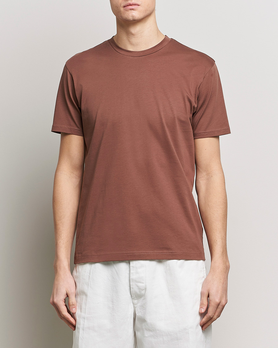 Mies | T-paidat | Sunspel | Riviera Midweight Tee Brown