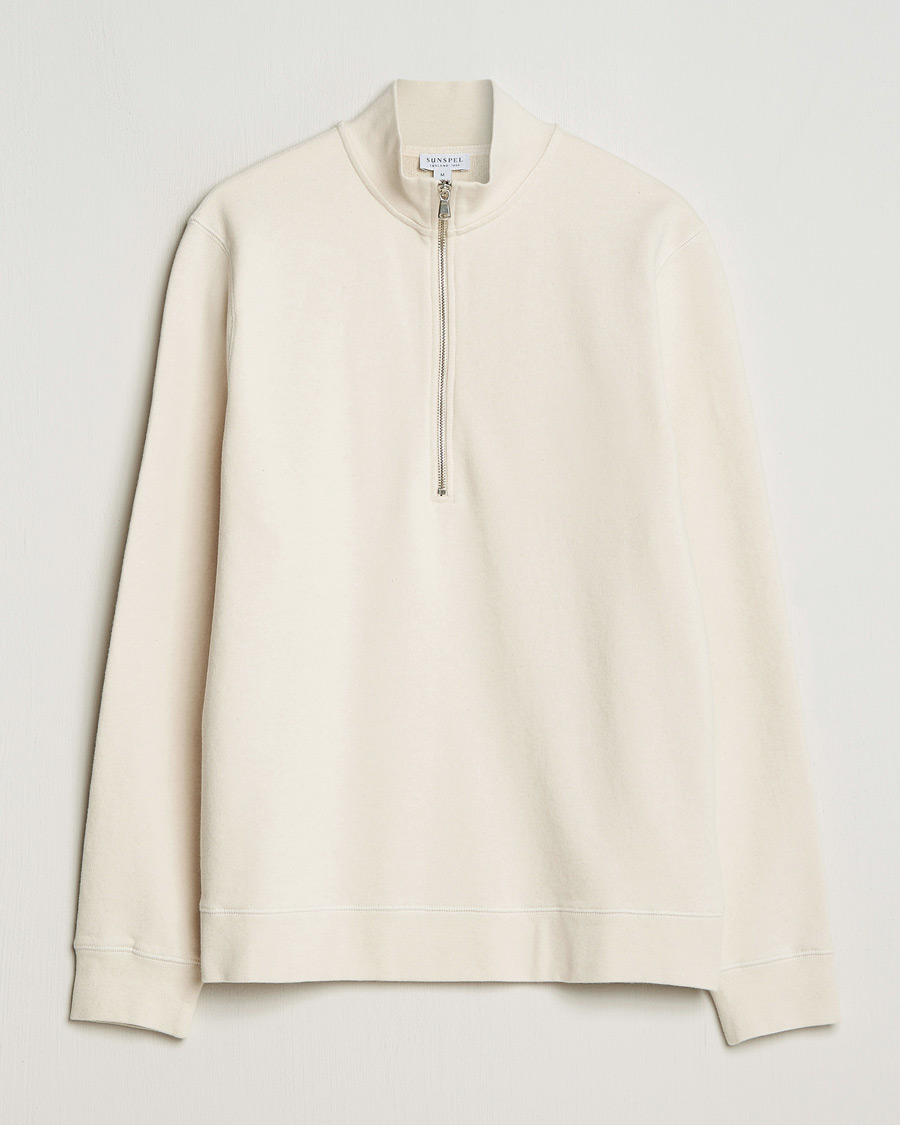 Mies | Puserot | Sunspel | Loopback Half Zip Sweatshirt Undyed