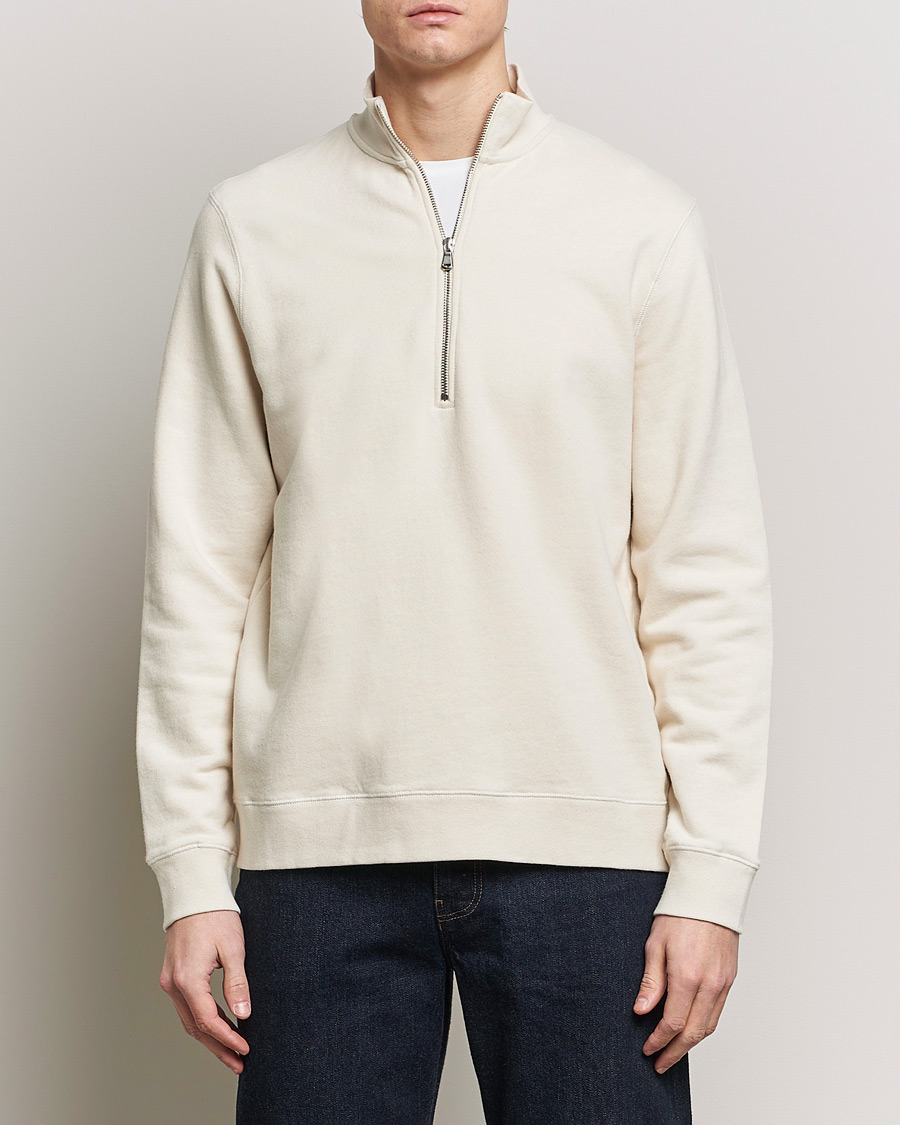 Mies | Puserot | Sunspel | Loopback Half Zip Sweatshirt Undyed