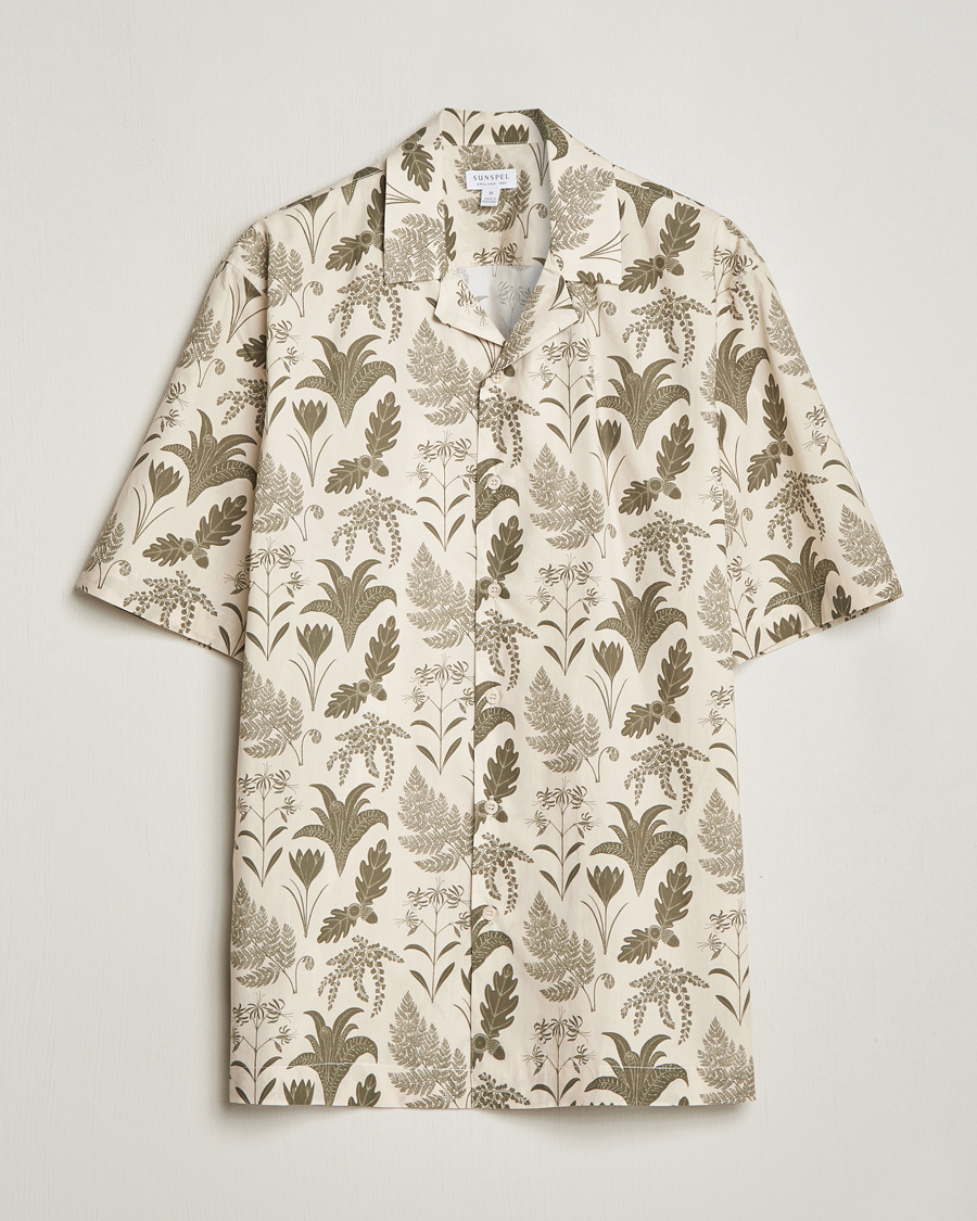 Mies | Kauluspaidat | Sunspel | Katie Scott Short Sleeve Printed Resort Shirt Ecru