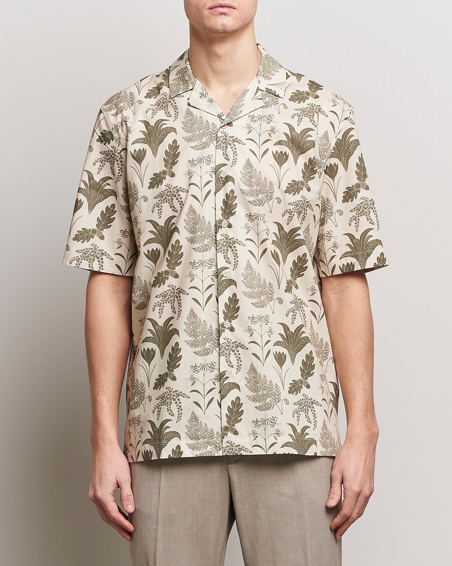 Mies |  | Sunspel | Katie Scott Short Sleeve Printed Resort Shirt Ecru