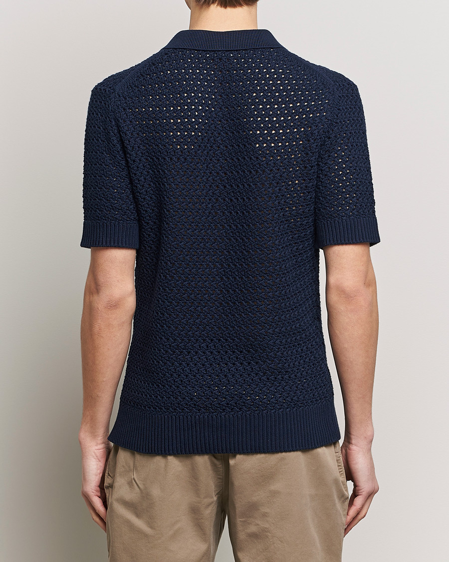 Mies | Puserot | Sunspel | Chunky Knit Polo Navy