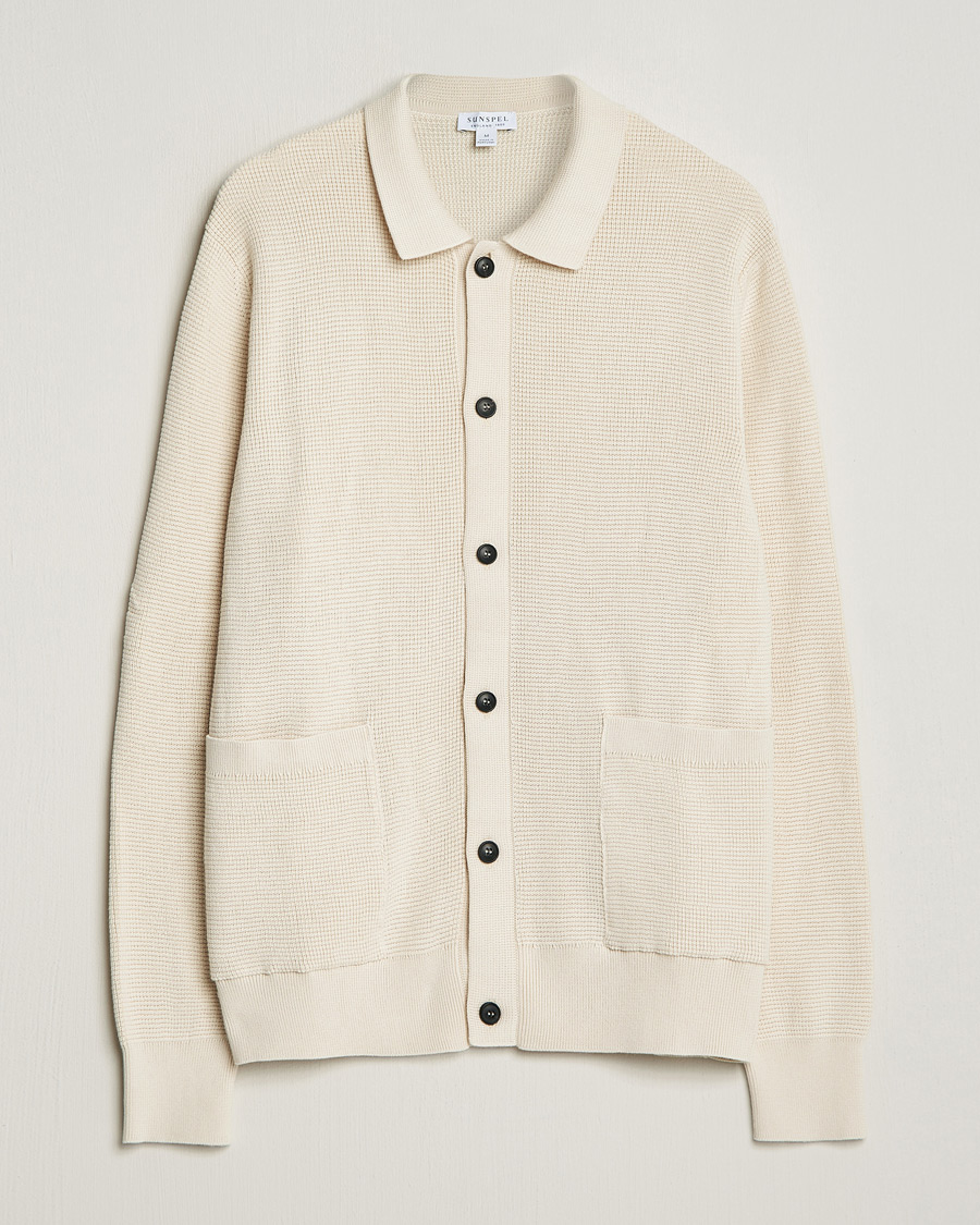 Mies | Puserot | Sunspel | Waffle Stitch Jacket Ecru