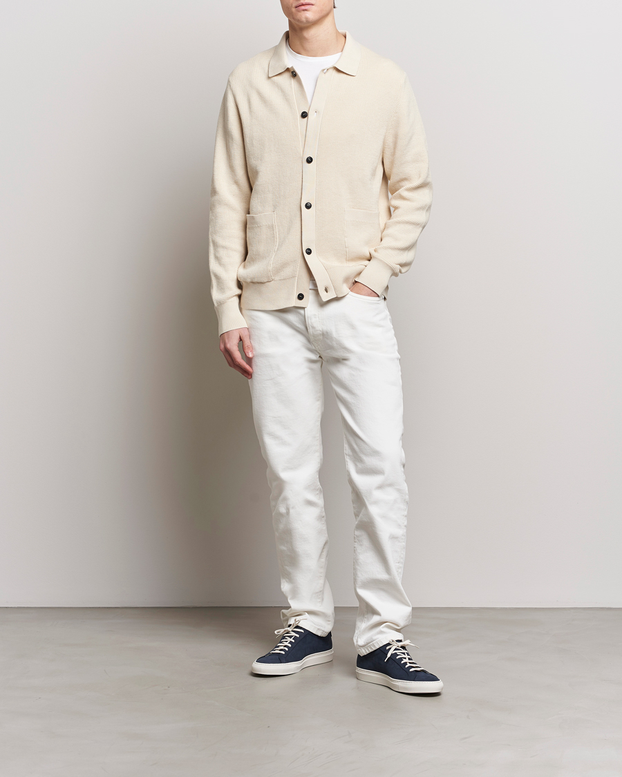 Mies | Puserot | Sunspel | Waffle Stitch Jacket Ecru