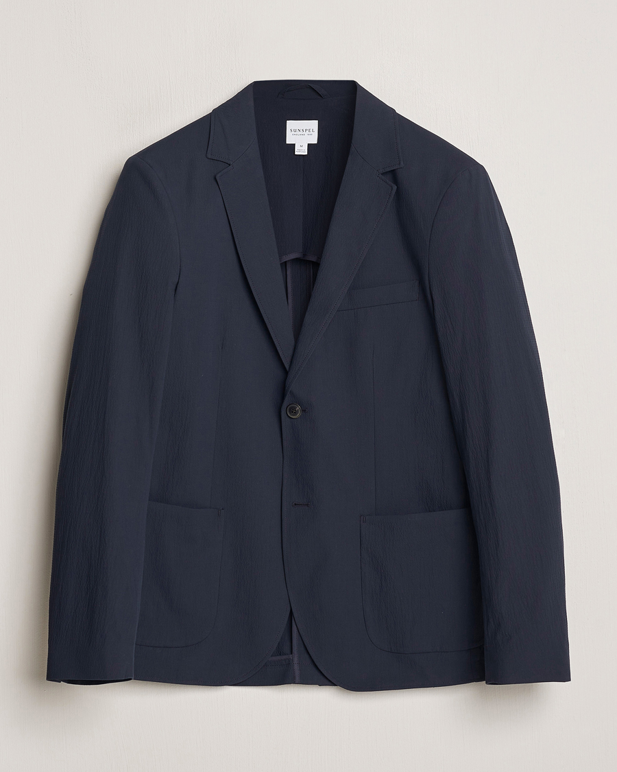 Mies | Pikkutakit | Sunspel | Unconstructed Seersucker Blazer Navy