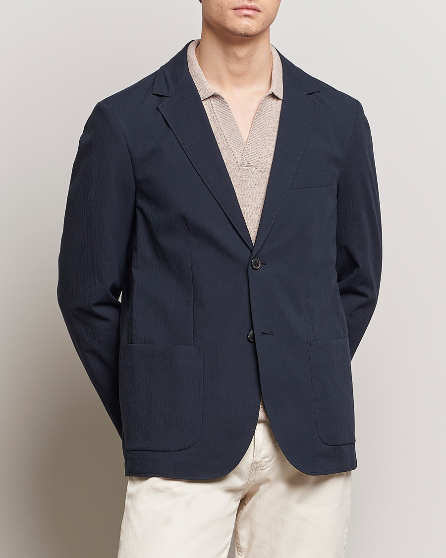 Mies | Pikkutakit | Sunspel | Unconstructed Seersucker Blazer Navy