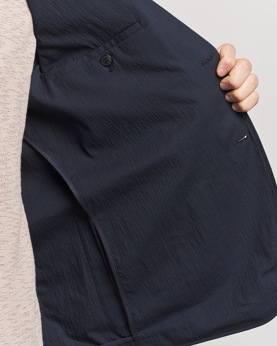 Mies | Pikkutakit | Sunspel | Unconstructed Seersucker Blazer Navy